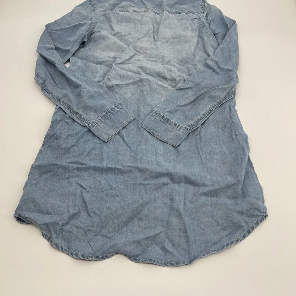 H&M Dress 0 Womens Blue Lightweight Shirt Dress Chambray Collared Casual New